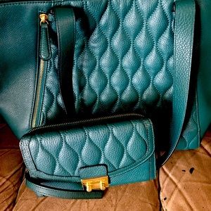 Vera Bradley leather Avery tote with wallet!